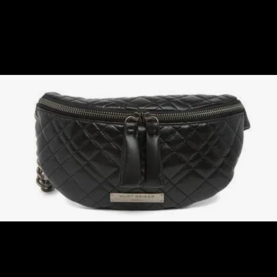 Kurt Geiger Quilted Soft Leather Chain Belt Bag With Designer Logo
